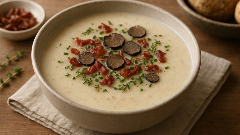 Celeriac, Truffle, Smoked Bacon And Thyme SOUP