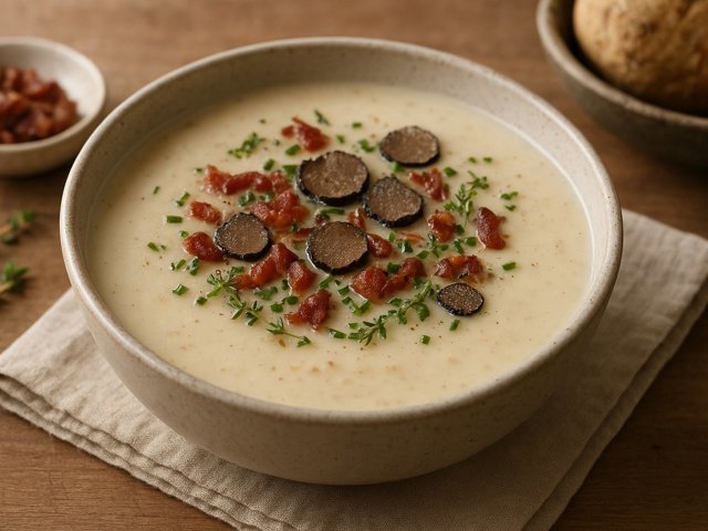 Celeriac, Truffle, Smoked Bacon And Thyme SOUP