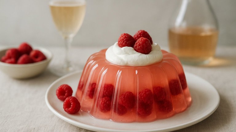 Champagne Or Rosé Gelatin With Raspberries