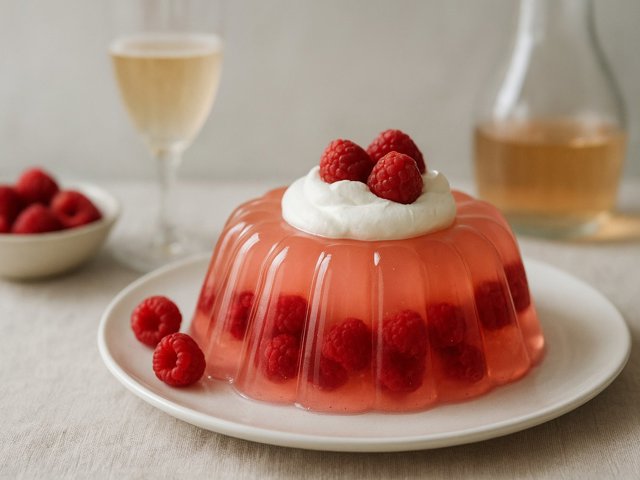 Champagne Or Rosé Gelatin With Raspberries