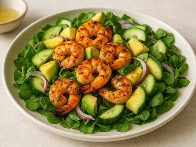 Charred Shrimp & Avocado Salad