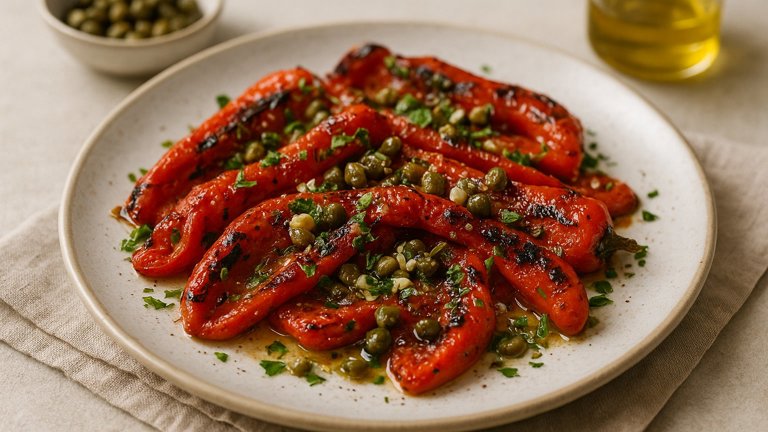 Charred Sweet Peppers With Garlic And Capers