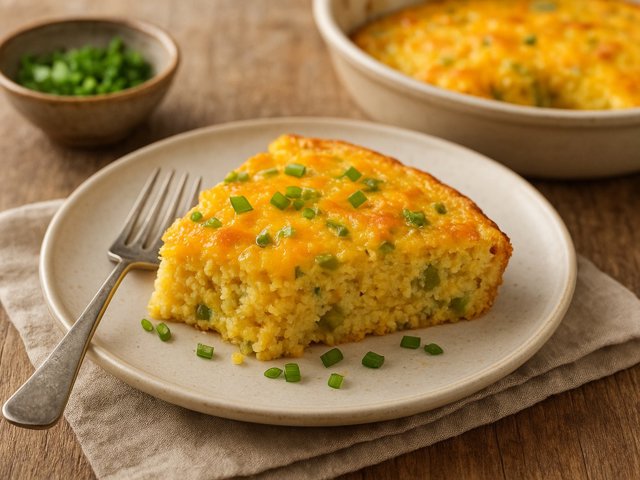 Cheesy Millet Spoon Bread With Chiles