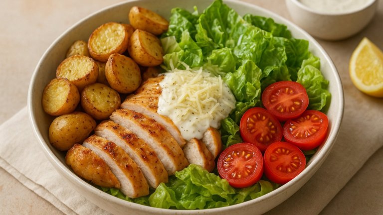 Chicken Caesar-Style Potato Bowl