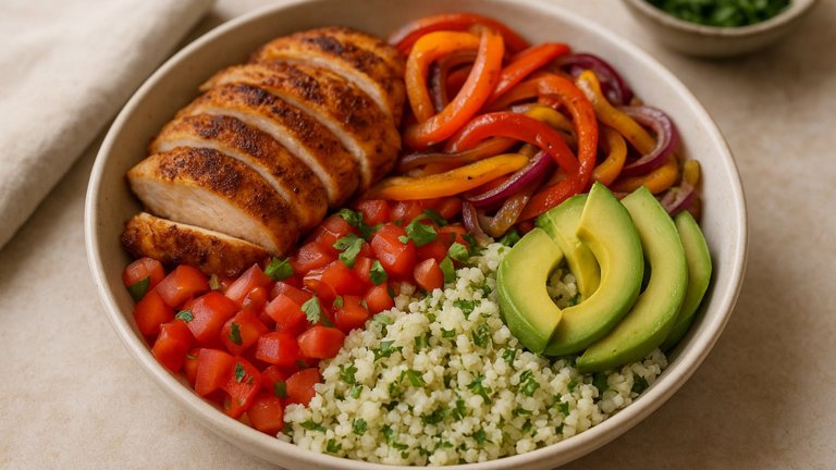 Chicken Fajita Bowl With Cauliflower Rice