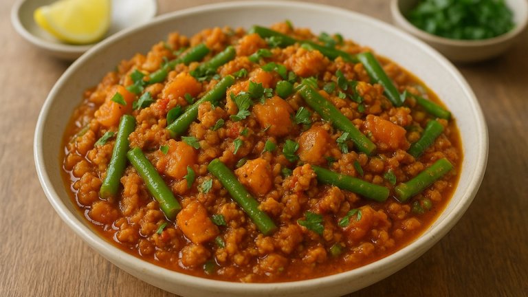 Chicken Papaya And Green Bean Keema