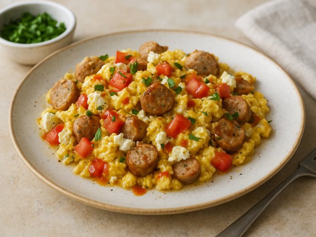 Chicken Sausage AND GOAT Cheese Scramble