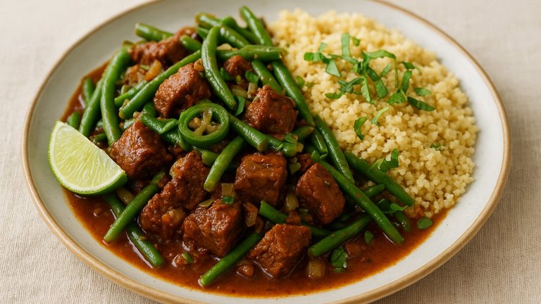 Chili-Spiced Braised Beef With Green Beans