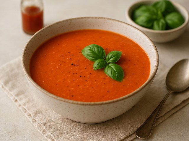 Chilled Tomato And Piquillo Pepper SOUP With Fresh Basil