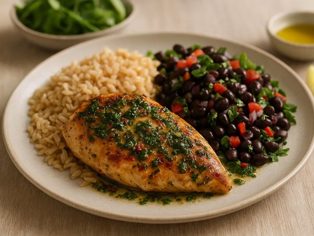 Chimichurri Chicken With Rice & Black Bean Salad