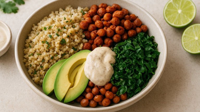 Chipotle-Lime Cauliflower Taco Bowl With Cashew Cheese Dressing
