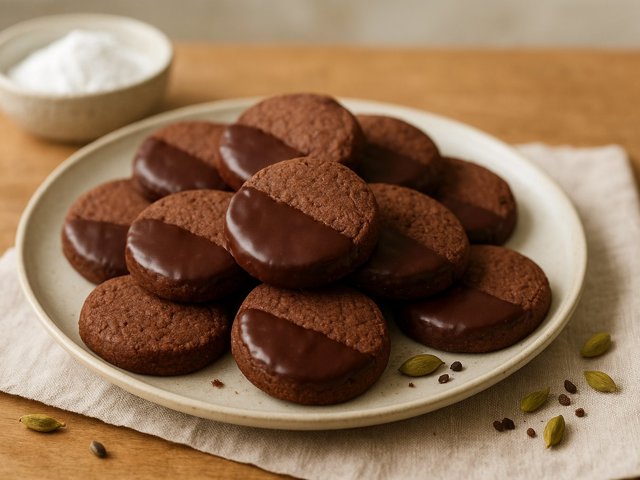 Chocolate & Cardamon Shortbread Cookies