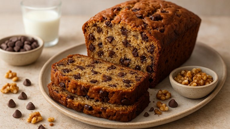 Chocolate Chip And Walnut Banana Bread