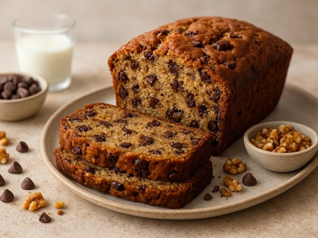 Chocolate Chip And Walnut Banana Bread
