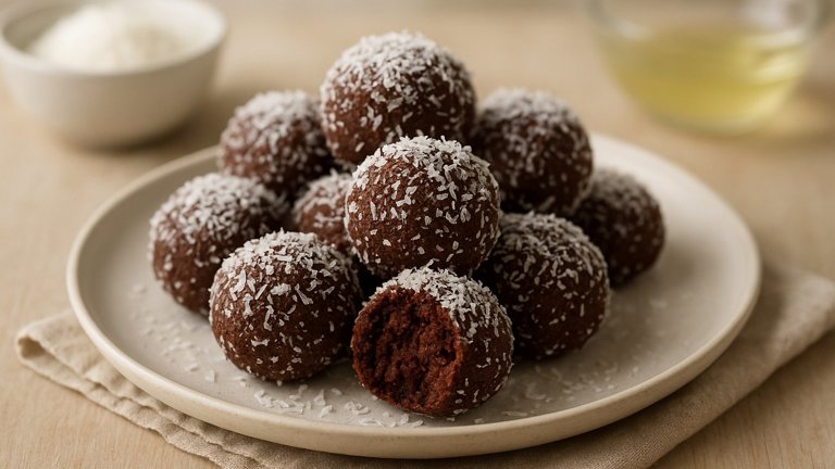 Chocolate Coconut Macaroon Doughnut Holes