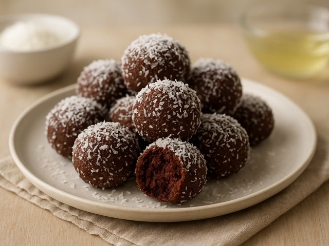 Chocolate Coconut Macaroon Doughnut Holes