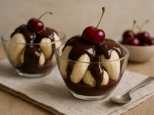 Chocolate-Covered Banana “Ice Cream” Sundaes