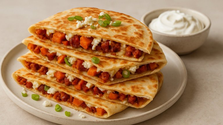 CHORIZO AND SWEET POTATO QUESADILLAS