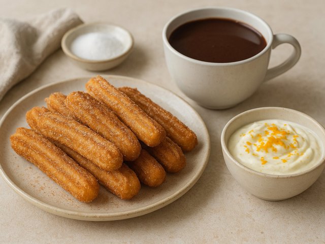 Churros With HOT Chocolate And Orange Blossom DIP