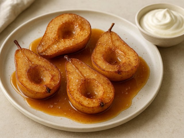 Cinnamon-Sugar Roasted Pears With Quick Honey Caramel
