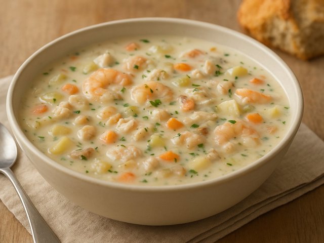 Clam, Shrimp, And Crab Chowder