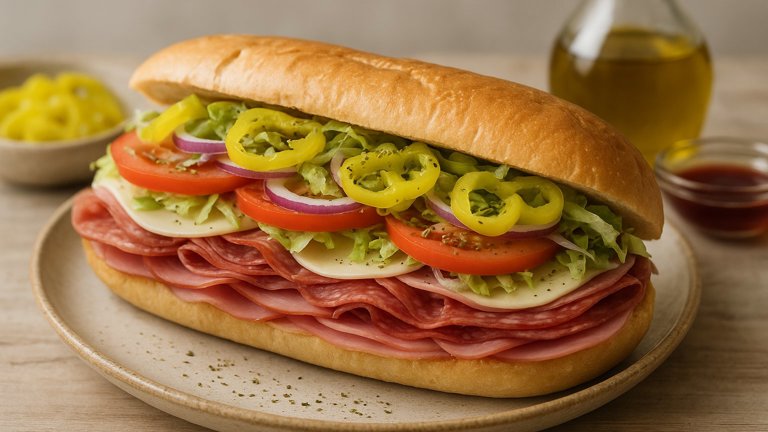 Classic Italian Submarine Sandwich Serves: 2 Prep Time: 15 Minutes