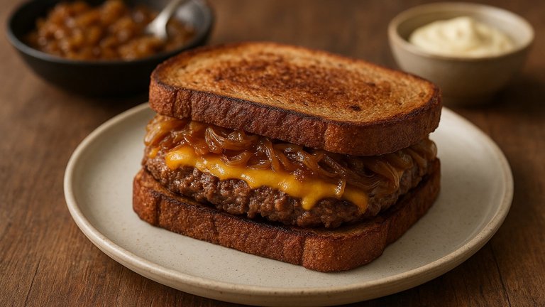 Classic Patty Melts: With Caramelized Onions And Cheddar