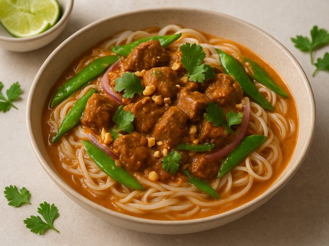 Coconut Beef With Rice Noodles
