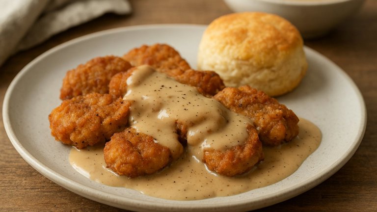 Country-Fried PORK Tenderloin WITH Gravy