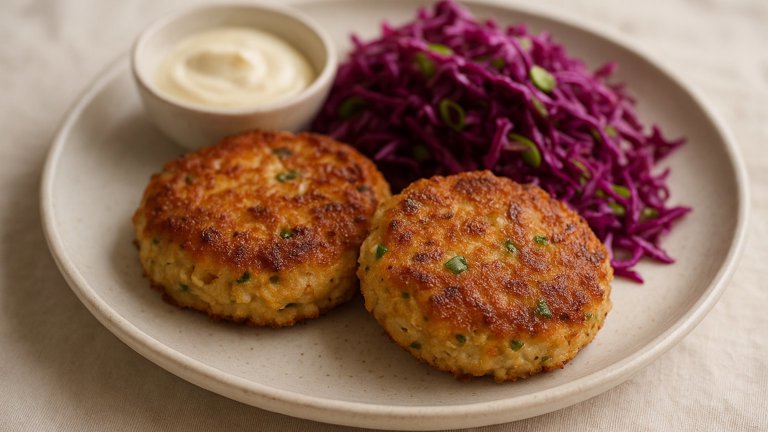 Crab Cakes With Gingery Slaw