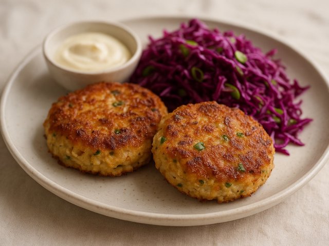 Crab Cakes With Gingery Slaw