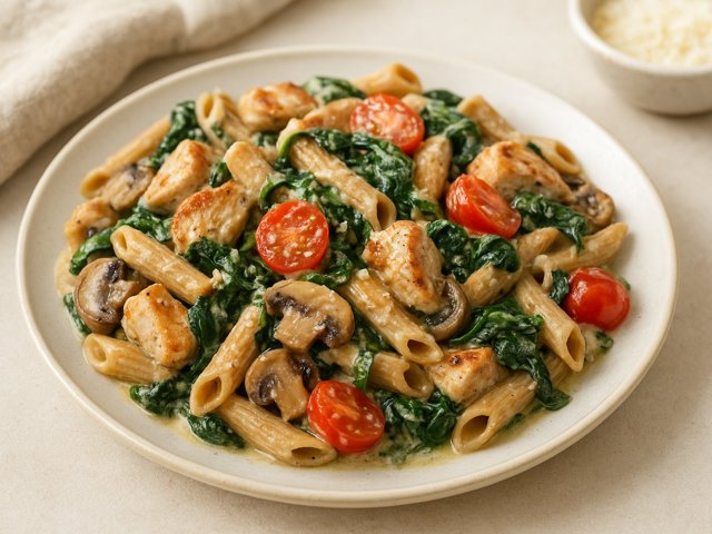Creamy Chicken Spinach Protein Pasta