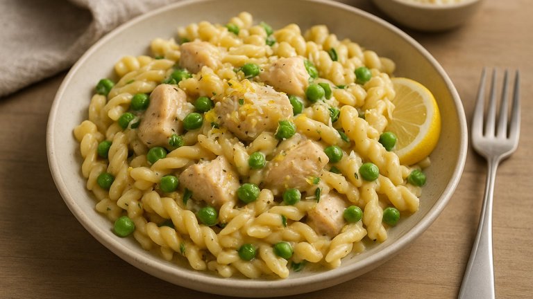Creamy Lemon Pasta With Chicken And Peas