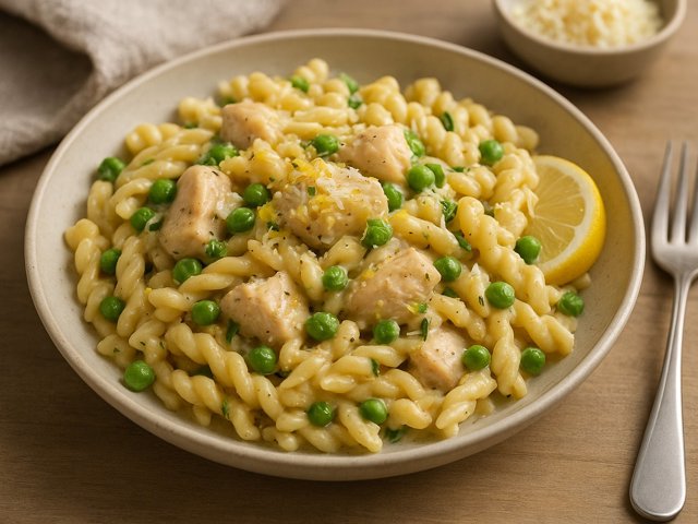 Creamy Lemon Pasta With Chicken And Peas