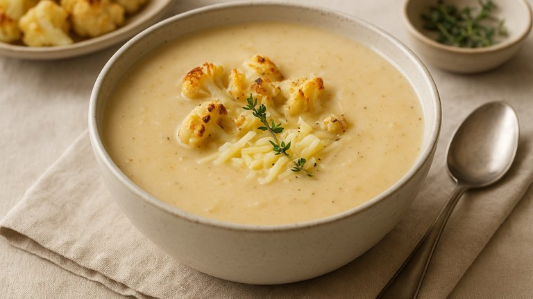 Creamy Roasted Cauliflower AND White Cheddar SOUP