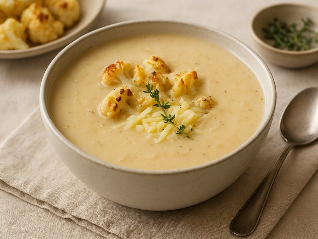Creamy Roasted Cauliflower AND White Cheddar SOUP