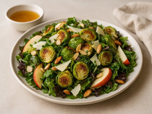 Crispy Brussels Sprout Salad With Citrus-Maple Vinaigrette