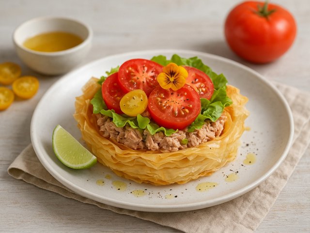 Crispy Pizza With Tuna, Dried Tomatoes And Soy Mayonnaise