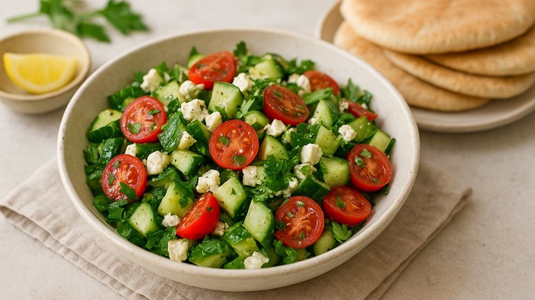 Cucumber Tomato Feta Pocket Salad