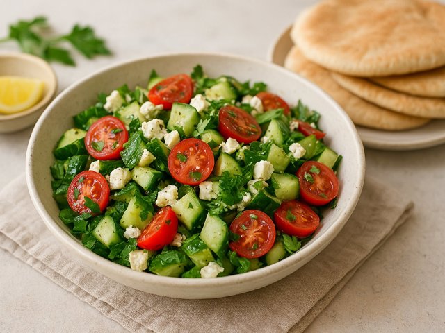 Cucumber Tomato Feta Pocket Salad