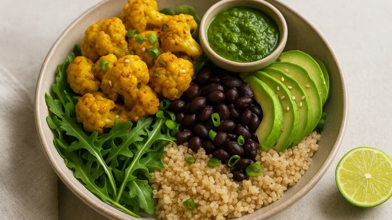 Curried Cauliflower Bowl With Cilantro Chutney