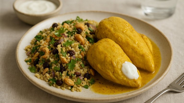 Curry Poached Chicken AND Couscous Salad