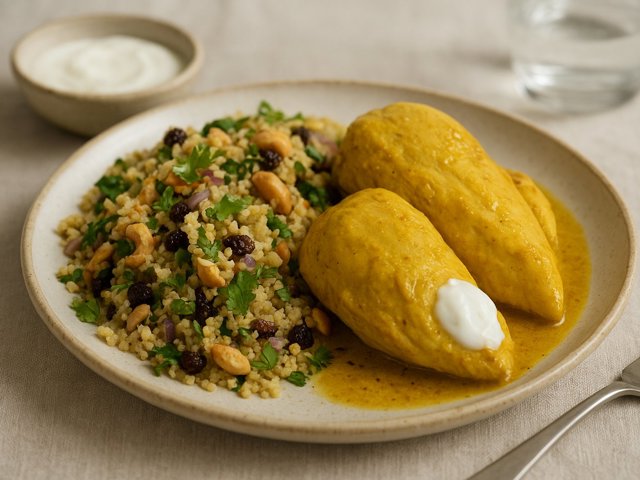 Curry Poached Chicken AND Couscous Salad