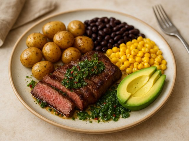 Dinner — 950 Kcal 🥩 Argentinian Gaucho Steak Chimichurri Plate