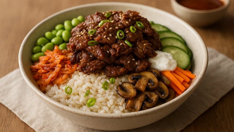 Dinner — 950 Kcal 🍖 Korean Seoul BBQ Beef Loaded Rice Mountain
