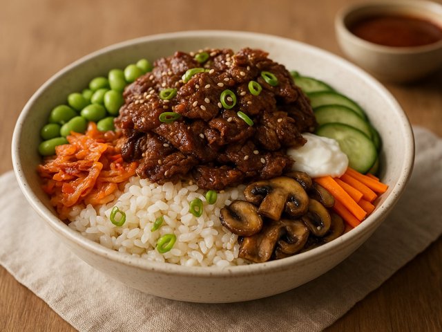 Dinner — 950 Kcal 🍖 Korean Seoul BBQ Beef Loaded Rice Mountain