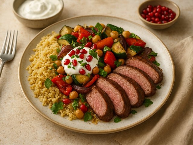 🌙 Dinner — 950 Kcal Moroccan Atlas Lamb & Saffron Protein Feast