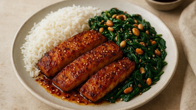 Dongbai Roast COD WITH Stir-Fried Spinach & Peanuts