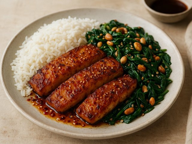 Dongbai Roast COD WITH Stir-Fried Spinach & Peanuts