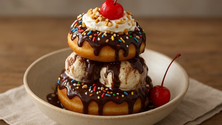 DOUGHNUT FUDGE SUNDAES